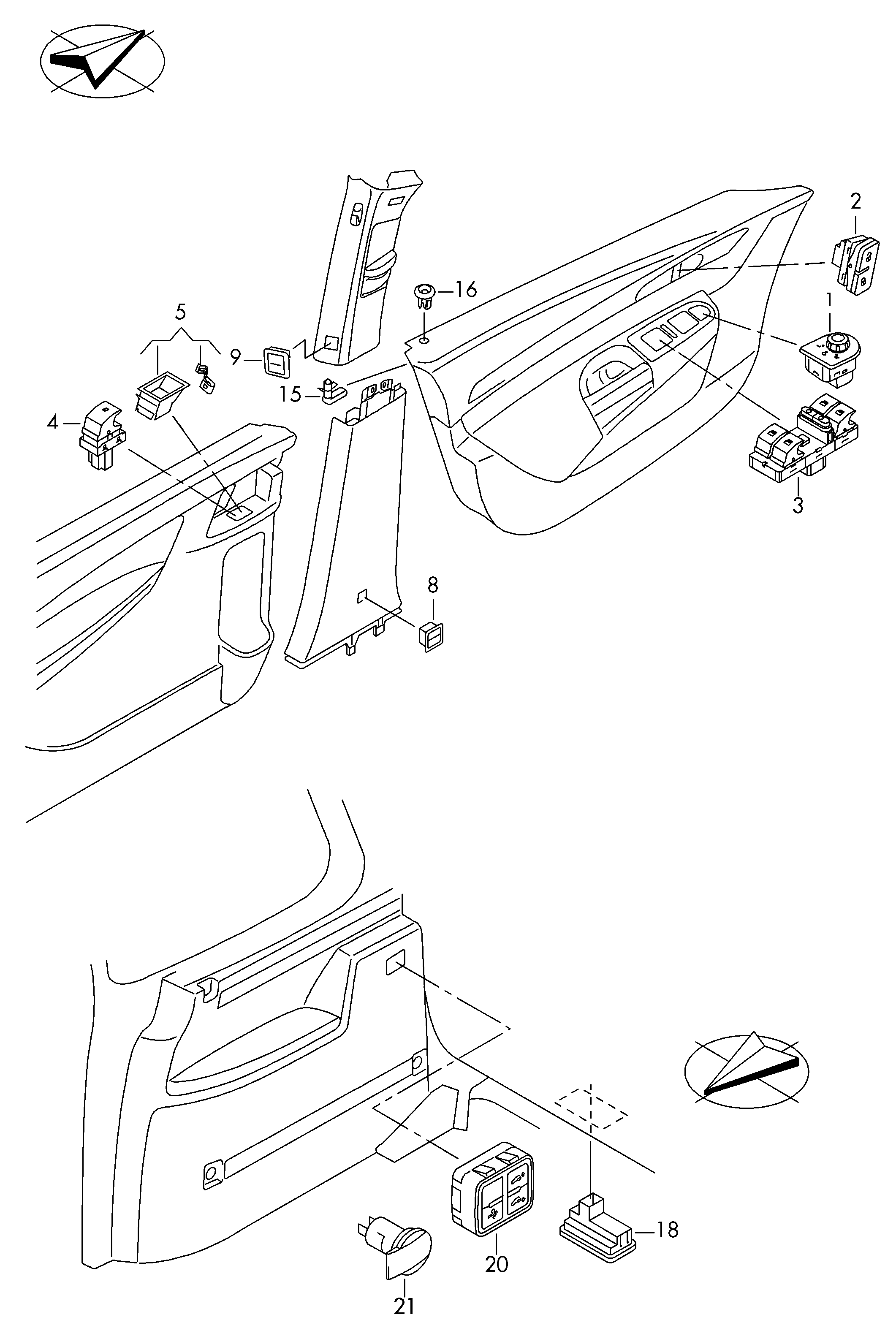 VAG 7L6 959 855 B - Interruptor, elevalunas www.parts5.com