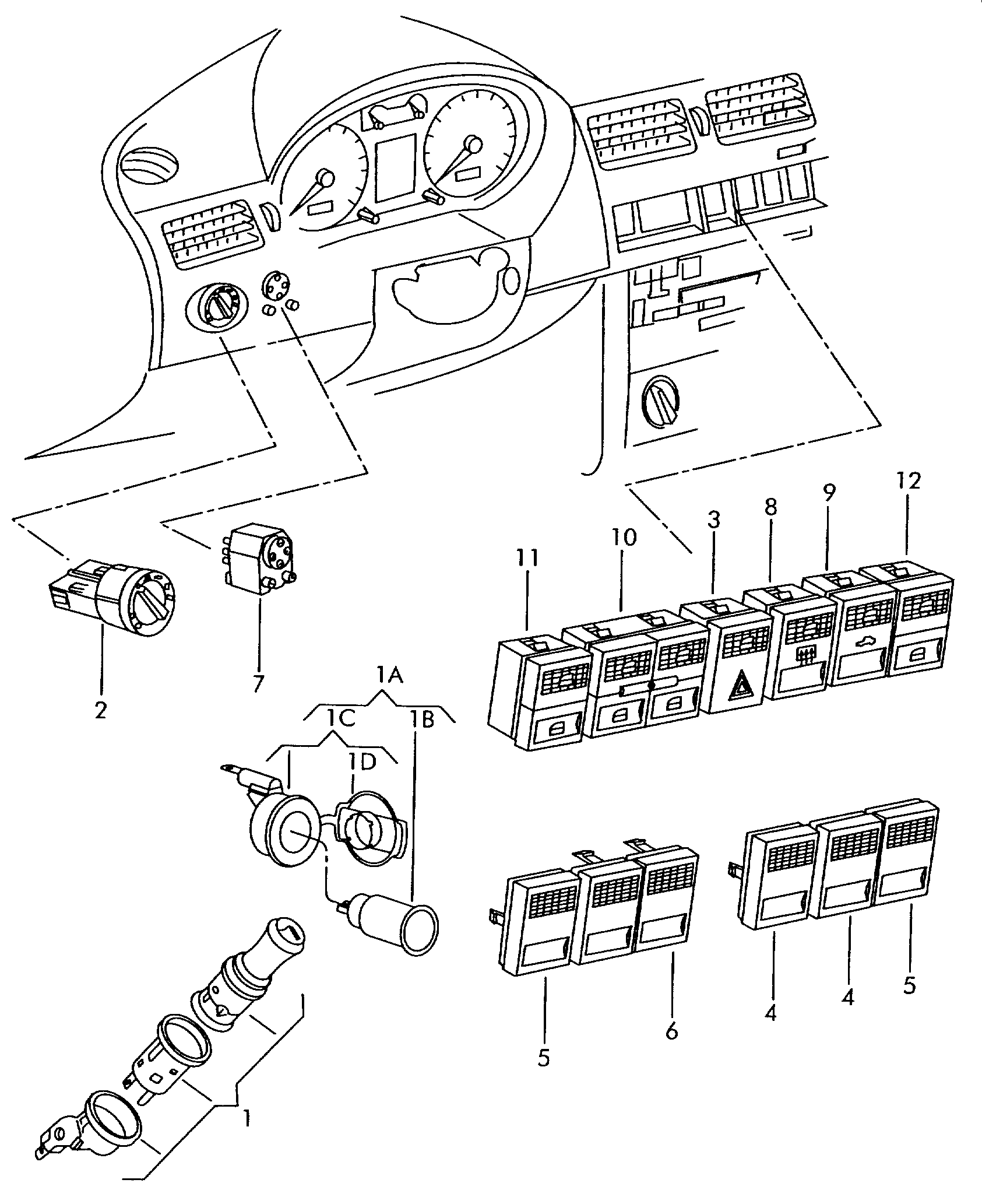 VAG 1C0 941 531 A - Comutator, far www.parts5.com