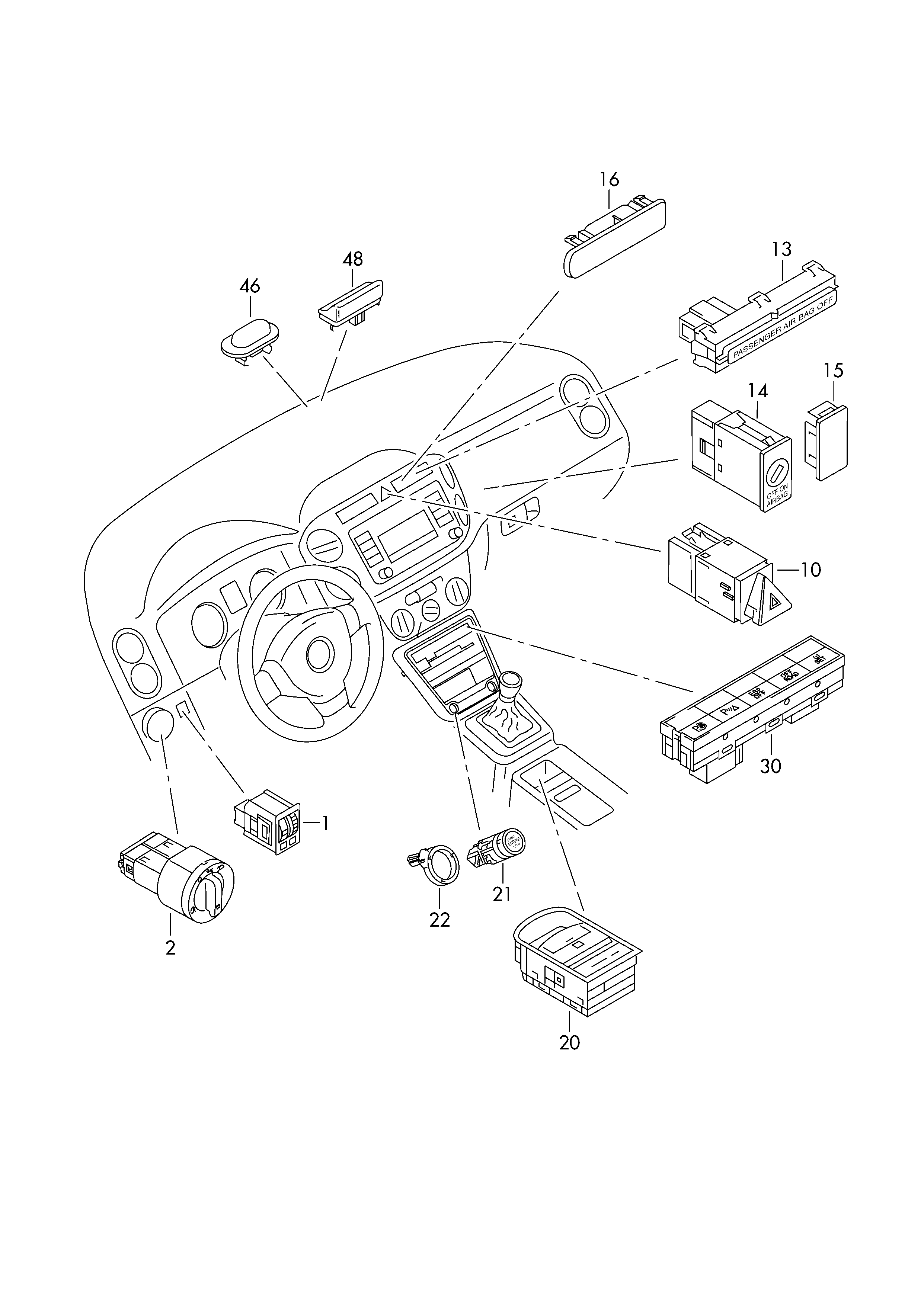 VAG 3C8 941 431 A - Comutator, far www.parts5.com